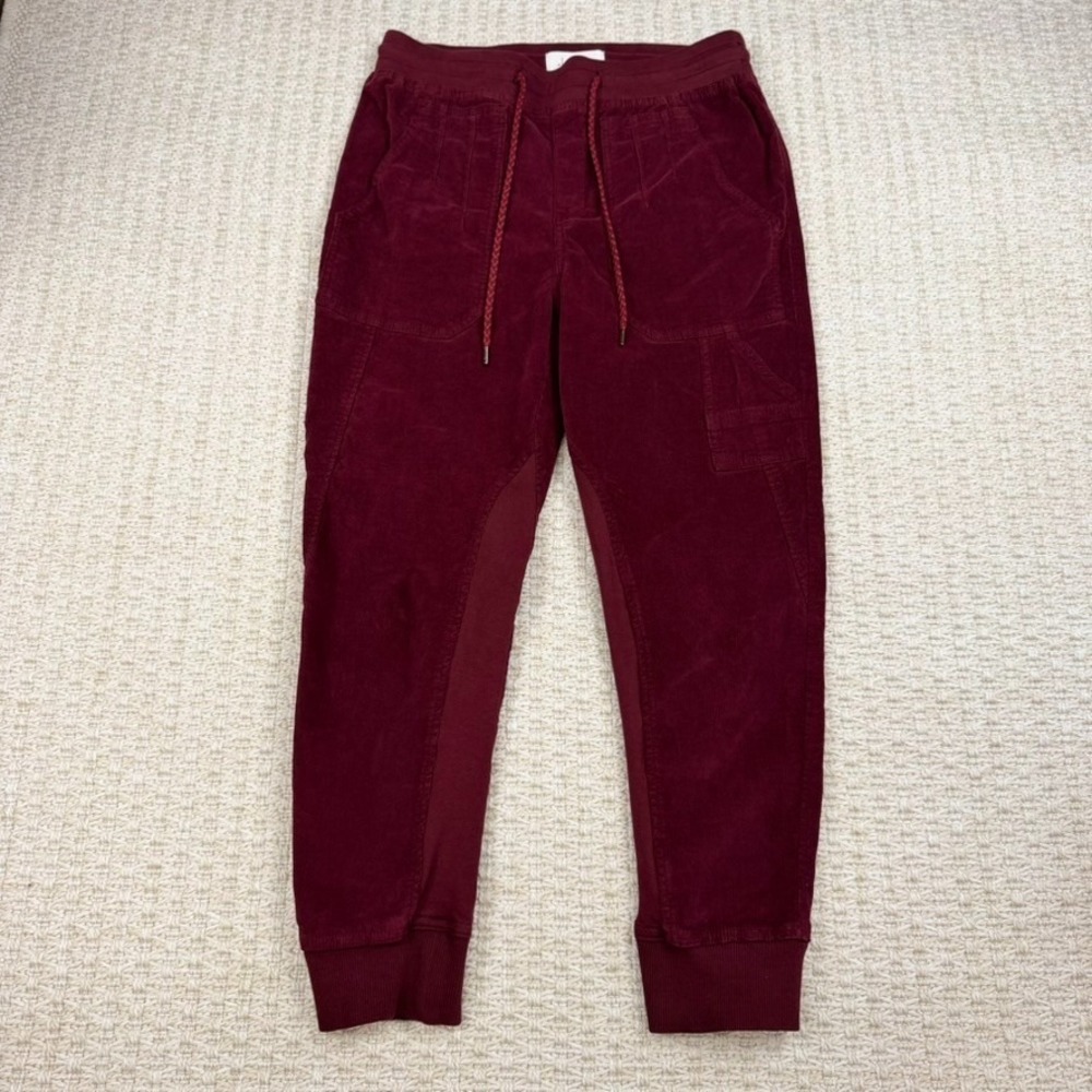 Anthropologie Womens Joggers Small Burgundy Corduroy Utility Pants Boho Granola